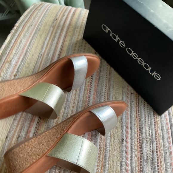 André Assous Gwenn Two Tone Metallic Cork Wedges Size 8 M - Picture 6 of 11